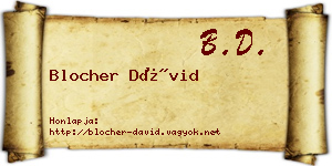 Blocher Dávid névjegykártya